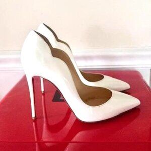 Christian Louboutin Hot Chick Scallop Pointed Toe 100mm Pump Patent Calf Leather